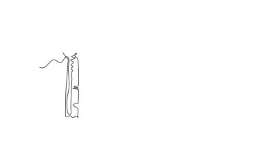 Tek bir çizginin kendi kendine çizimi güzellik ve egzotik baobab ağacı logosunu çeker. Kartpostalı karşılamak için dekoratif dev adansonia digitata. Tur ve seyahat. Devamlı çizgi çekme. Tam uzunluk canlandırması