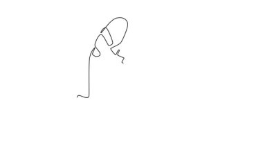 Sürekli kendini çizen animasyon, dolap yapmak için matkap makinesiyle tahta delen genç marangozu kendine çekiyor. Tamirci inşaat hizmetleri. Tam uzunluktaki tek çizgi canlandırması