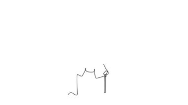 Tek çizgili animasyon, atölyede elinde matkap tutan çekici marangoz kadını iyi bir jestle kendine çekiyor. Marangozluk projesine olan tutkum. Devamlı bir çizgi. Tam uzunluk canlandırması