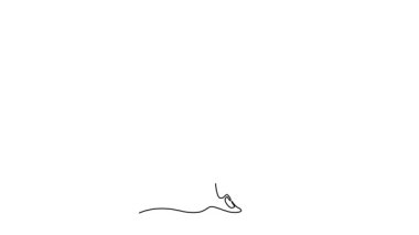 Sürekli çizilen çizgi, genç ve enerjik bayan futbolcu orta saha oyuncusunun oyun oynarken göğsüne top çekmesini sağlıyor. Futbol ligi yarışması konsepti. Tam uzunluktaki bir çizgi canlandırması