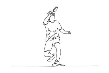Profesyonel masa tenisi oyuncularının vuruş ve dönüş yaptığı tek satır. Ping pong hareketinde hız, odaklanma ve refleks gösteriyor. Aralıksız çizgi çizimi tasarım grafik vektör çizimi