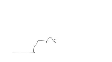 Canlandırılmış kendi kendine çizim yapan profesyonel masa tenisi oyuncusu rakibinden topu almaya hazır olsun. Sporcu ters vuruş konseptiyle defans oynuyor. Tam uzunluktaki bir çizgi canlandırması