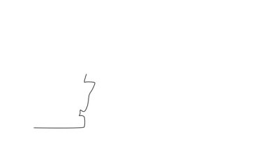 Sürekli çizgi çizen erkek masa tenisçisinin hareketli çizimi rakibini eziyor. Masa tenisi atleti. Uluslararası spor şampiyonası yarışması. Tam uzunluktaki tek çizgi canlandırması