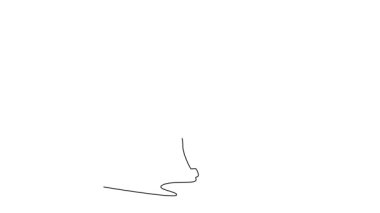 Sürekli çizilen çizgi, mutlu genç kızın yarış kazanmasına ve yarış pistindeki bitiş çizgisine birinci gelmesine neden oluyor. Fitness, spor ve başarı konsepti. Tam uzunluktaki bir çizgi canlandırması