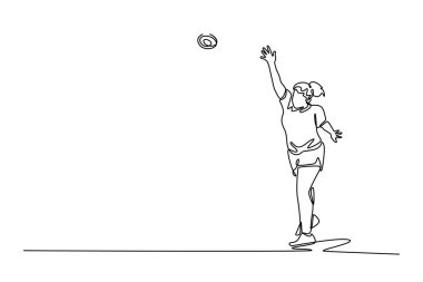 Tek sıra halinde güçlü bir bayan sporcuyu disk atma antrenmanına çekiyor. Ağır diski fırlatmadan önce, maksimum mesafeyi hedefleyerek dairenin içinde dönüyor. Bir çizgi çizimi tasarım vektörü illüstrasyonu