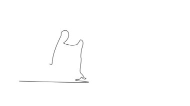 Sürekli çizgilerin animasyonlu çizimleri, yarışın başlangıç çizgisinde bayan koşucuları kendine çekiyor. Sporcular koşmaya hazır, yarışmaya hazır. Tam uzunluktaki tek çizgi canlandırması