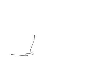 Sürekli çizginin animasyon çizimi spor salonunda aktif erkek kickboksör dövüş eğitimi tekmesi çekiyor. Güçlü sporcu güçlü vücut gücü egzersizi. Enerji gücü. Tam uzunluktaki tek çizgi canlandırması