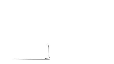 Tek çizgili kendi kendine çizim yapan kaslı kadın spor salonunda sırt kaslarını gösteriyor. Spor giyim sektöründe vücut geliştiren çekici bir kadın vücut kaslarını gösteriyor. Devamlı bir çizgi. Tam uzunluk canlandırması