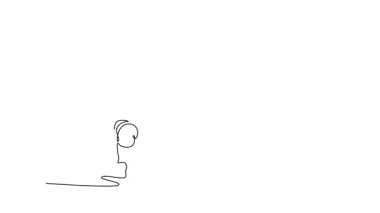 Animasyon çizimi sürekli çekici kaslı bir adamın fitness salonunda ön halterde çömelmesine neden oluyor. Spor, sağlık, güç, güç, dayanıklılık, halter. Tam uzunluktaki tek çizgi canlandırması