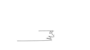 Sürekli çizim yapan sporcu halter antrenmanı, egzersiz ve yoğun egzersiz için ağırlık kaldırma hareketi yapıyor. Sağlık ekipmanı olan bir sporcu. Tam uzunluktaki tek çizgi canlandırması