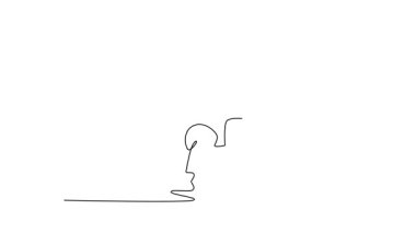 Kendi kendine çizim yapan tek çizgi, kadın sporcuyu spor salonunda halterle çömeliyor. Vücut geliştirme, sağlıklı yaşam tarzı, hareket, aksiyon konsepti. Devamlı bir çizgi. Tam uzunluk canlandırması