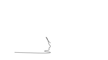 Canlandırılmış kendi kendine çizim yapan genç jimnastikçi kadın kurdeleyle ritmik jimnastik eğitimi alıyor. Profesyonel spor, sağlıklı ve aktif yaşam tarzı. Tam uzunluktaki bir çizgi canlandırması