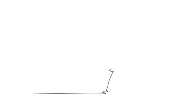 Tek çizgili animasyon yetenekli jimnastikçi sporcu balerin sporcu sporcu akrobatik egzersiz, dönen jimnastik kurdele sanatsal elementi sergiler. Devamlı bir çizgi. Tam uzunluk canlandırması