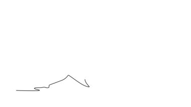 Tek çizgili animasyon ritmik jimnastik, dengeli dans eden kadın, performans ve formda hareket. Yarışma, turnuva. Devamlı bir çizgi. Tam uzunluk canlandırması