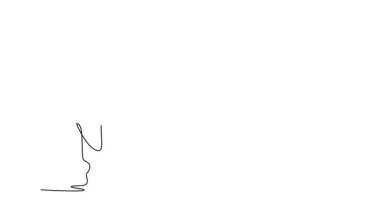 Sürekli kendini çizen animasyon genç bayan ritmik jimnastikçi poz verip dans ediyor. Güzel ve zarif sporlar. Hareket, zarafet, spor ve esneklik. Tam uzunluktaki tek çizgi canlandırması