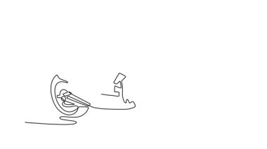 Tek bir çizginin kendi kendine çizimi motosiklet sürücüsünü yarış pistinde yüksek hızda yarışa çeker ve uluslararası pistte hareket ettirir. Süper bisiklet yarışı. Devamlı çizgi çekme. Tam uzunluk canlandırması