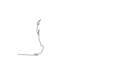 Devamlı çizim yapan motorsikletli bir sürücü, pistte tekerlek çiziyor. Süper bisiklet şampiyonasında bitiş çizgisini geçen mutlu yarışçı. Tam uzunluktaki tek çizgi canlandırması