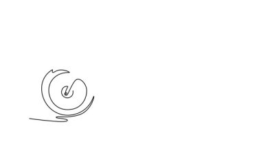 Animasyon öz çizim beyaz zemin üzerinde klasik retro motorsiklet yan görünümü. Günlük işe gidiş gelişler için Asyalı bir motosiklet. Tam uzunluktaki bir çizgi canlandırması