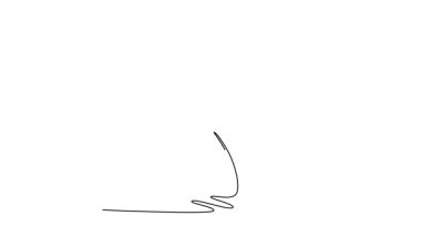 Sürekli çizim yapan hareketli atletizm sporcusu koruyucu giysiler içinde dik yolda bisiklet sürüyor. Aktif spor, sağlık, egzersiz, eğlence. Tam uzunluktaki tek çizgi canlandırması