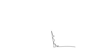 Sürekli kendini çizen animasyon, resmi takım elbiseli ve bisikletinin yanında yürüyen genç bir işçiyi kendine çekiyor. Sağlıklı gidiş-dönüş yaşam tarzı, ekolojik ulaşım kavramı. Tam uzunluktaki tek çizgi canlandırması