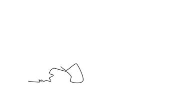 Sürekli çizilen çizgi, takım forması giyen çekici erkek rugby oyuncusunu kendine çekiyor, spor sahasında antrenman yapıyor, diz çöküp ragbi topunu tekmeliyor. Tam uzunluktaki tek çizgi canlandırması