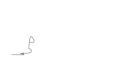 Tek çizgili kendi kendine çizim yapan çekici beyzbol oyuncusu topu stadyuma fırlatıyor. Spor sahasında antrenman için yarışan bayan atıcı. Devamlı bir çizgi. Tam uzunluk canlandırması