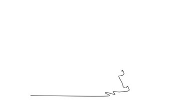 Sürekli çizilen çizgi, beysbol oyuncusunu stadyuma çekiyor. Beyzbol sopası topa vurmak için bekliyor. Spor, takım oyunu, yarışma. Tam uzunluktaki tek çizgi canlandırması