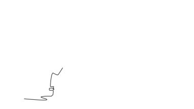 Devamlı çizim yapan erkek beyzbol oyuncusunun güçlü kol kaslarıyla beyzbol sopasını çekerek sahada topa vurmayı beklemesini sağlıyor. Sporcu antrenmana hazır. Tam uzunluktaki tek çizgi canlandırması