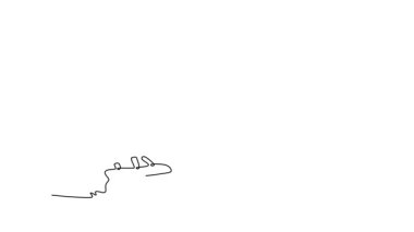 Sürekli çizimin animasyon çizimi yeşil alanda kriket antrenmanı yapıyor. Koruyucu giysileri ve kaskı olan formda bir erkek kriket atleti stadyumda hareket halinde. Tam uzunluktaki bir çizgi canlandırması