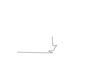 Kendi kendine çizim tek çizgi ön görüş kriket sopası kadın vuruşunu sahada ters süpürüyor. Profesyonel spor ve spor için egzersiz. Devamlı bir çizgi. Tam uzunluk canlandırması