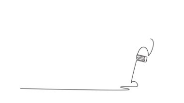 Kendi kendine çizim yapan tek çizgi aktif kriket oyuncusunu ekipman ve kaskla stadyumda beyzbol sopasıyla topa vuruyor. Spor, performans ya da oyun. Devamlı bir çizgi. Tam uzunluk canlandırması