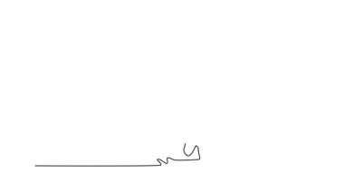 Kendi kendine çizim çizen tek çizgi, kriket vurucusunun sahada ters vuruşunu yan görüyor. Profesyonel spor ve spor için egzersiz. Devamlı bir çizgi. Tam uzunluk canlandırması