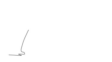 Sürekli çizim yapan aktif erkek golfçünün hareketli ve zarif bir spor hareketi sergileyerek güçlü vuruşlarını tamamlaması. Tam uzunluktaki tek çizgi canlandırması