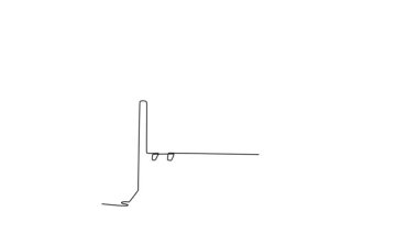 Hareket halindeki hareketli ortaklığı ve binicilik sporunun heyecan verici rekabetini tasvir ederek engelin üzerinden atlayan animasyonlu kendini çizen adam. Tam uzunluktaki tek çizgi canlandırması