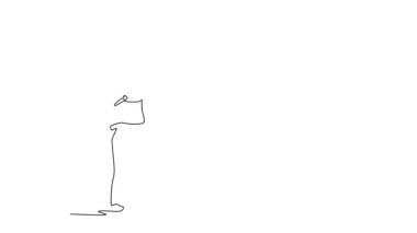 Okçuluk teçhizatıyla sürekli çizgi çizen erkek okçu yayını çekiyor ve stadyuma ok fırlatıyor. Sporcu egzersiz odağı, rekabet hassasiyeti. Tam uzunluktaki bir çizgi canlandırması