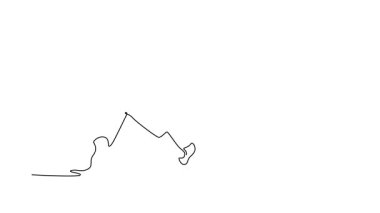 Sürekli çizginin animasyon çizimi iki profesyonel eskrimciyi hareketli hamlede ve savuşturmada kendine çekti. Zarif hareketi ve aksiyon sporunun stratejik becerisini sembolize ediyor. Tam uzunluktaki bir çizgi canlandırması