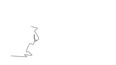 Tek çizgili animasyon iki eskrimciyi düello ortasında sergiliyor, agresif bir saldırı ve dengeli, stratejik savunma arasındaki keskin zıtlığı temsil ediyor. Devamlı bir çizgi. Tam uzunluk canlandırması