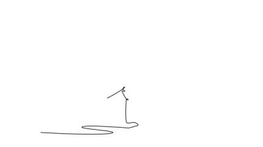 Tek çizgili animasyon. Topu attıktan sonra geri çekilen top atıcı pozisyonunda. Sıvı hareketi ve bowling 'in atletik zarafetini sembolize eder. Devamlı bir çizgi. Tam uzunluk canlandırması