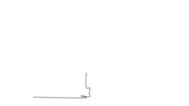 Sürekli çizim yapan hareketli kadın karate sporcusu etkileyici bir şekilde dikey tekme atıyor. Gücü, esnekliği ve zarif dengeyi sembolize ediyor. Tam uzunluktaki bir çizgi canlandırması