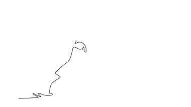 Kendi kendine çizim yapan iki erkek sporcu karate düellosuna girdi. Güçlü tekme ve savunma duruşu arasındaki stratejik zıtlığı sembolize et. Devamlı bir çizgi. Tam uzunluk canlandırması