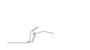 Kendi kendine çizim yapan tek çizgi, erkek karate sporcusunu at duruşunda yumruk atmaya çekiyor. Gücü, disiplini, dövüş sanatının kendini savunma yönünü sembolize eder. Devamlı bir çizgi. Tam uzunluk canlandırması