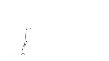 Sürekli kendini çizen karate üniformalı aktif adam hazır vaziyette. Dengeli disiplini, zihinsel odaklanmayı ve savaşa hazırlanmayı sembolize ediyor. Tam uzunluktaki tek çizgi canlandırması