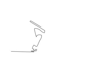 Sürekli çizilen çizgi animasyonuyla iki erkek buz hokeyi oyuncusu disk için mücadele ediyor, rekabeti sembolize ediyor, stratejik mücadele, oyunun enerjik başlangıcı. Tam uzunluktaki bir çizgi canlandırması