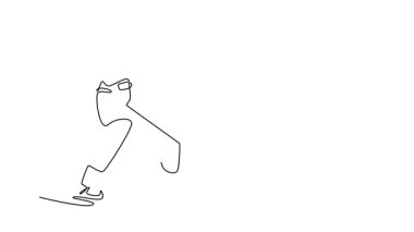 Kendi kendine çizim çizen tek çizgi erkek buz hokeyi oyuncusunu elinde sopayla kapalı alanda maça başlamaya hazır hale getiriyor. Agresif hareket, odaklanma, atletik beceri. Devamlı çizgi çekme. Tam uzunluk canlandırması