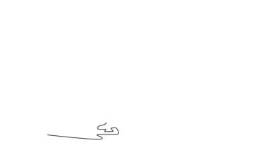 Sürekli çizilen çizgi, erkek buz hokeyi oyuncusunu güçlü bir duruş içinde kendine çekiyor ve sopasıyla tokat atışına hazırlanıyor. Agresif hareket, odaklanma, atletik beceri. Tam uzunluktaki tek çizgi canlandırması