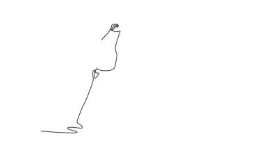 Animated self drawing continuous line draw two young men execute head-and-neck control, with one figure applying precise pressure on the other, fluid technique Aikido. Full length one line animation