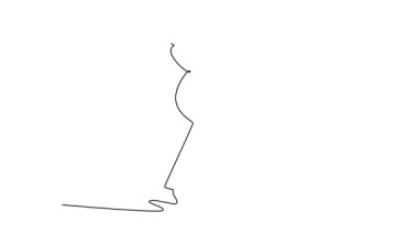 Animated self drawing of continuous line draw two men performing aikido throw, with one figure executing a hip toss, fluidity and precise mechanics of the technique. Full length single line animation