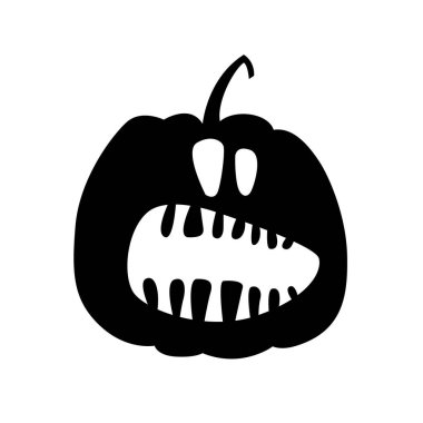 Sonbahar tatili. Cadılar Bayramı korkunç balkabakları. Düz stil vektör ürkütücü balkabakları