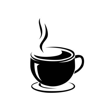 Sıcak kahve fincanı ikonu. Vektör illüstrasyonu.