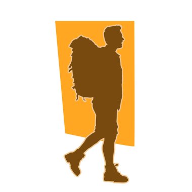 Sırt çantası haritalı bir turist. Seyahat ederken konum haritasında sırt çantalı arama yönü